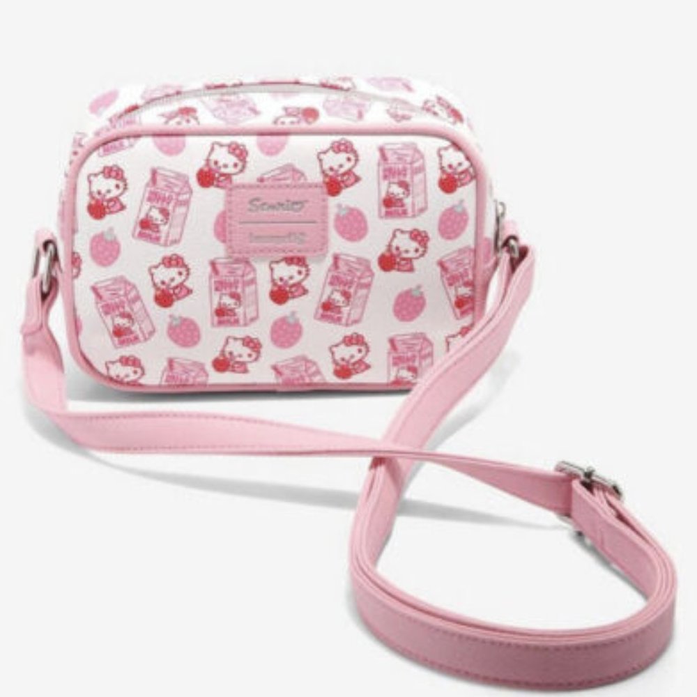 Loungefly Sanrio Hello Kitty Crossbody Strawberry Milk Pattern Bag